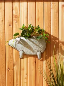 Galvanized Pig Wall Planter - Rustic Farmhouse Decor for Indoor or Outdoor Use Galvanized Pig Wall Planter - Rustic Farmhouse Decor for Indoor or Outdoor Use